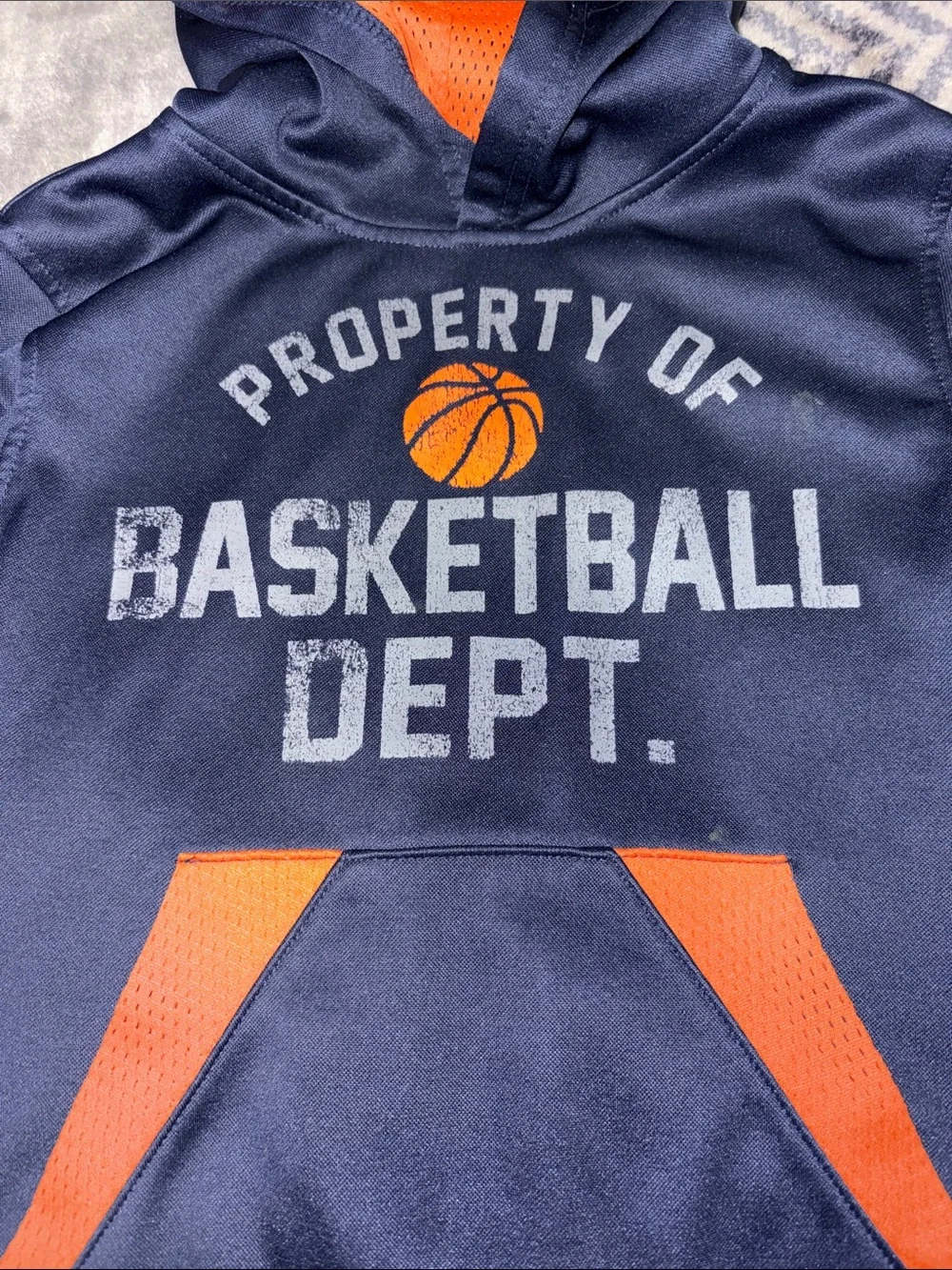 Place Navy Hoodie with Orange Hood Lining & Pocket Trim